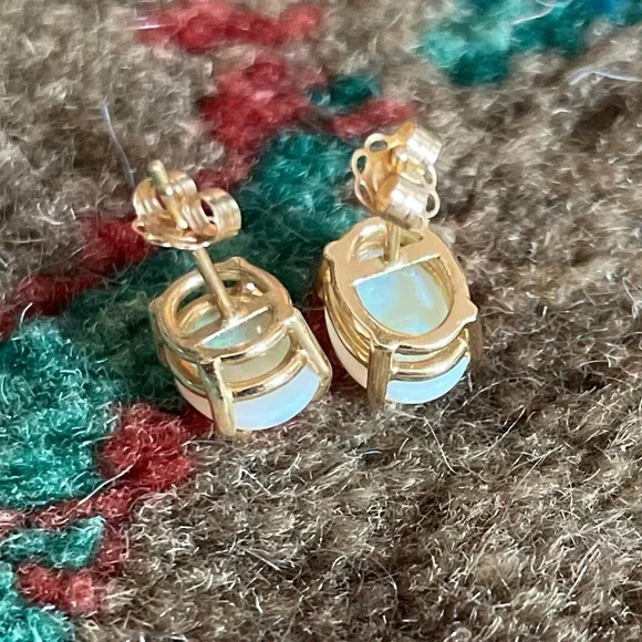 Opal Earrings in 14k Basket Settings - Picture 4 of 7